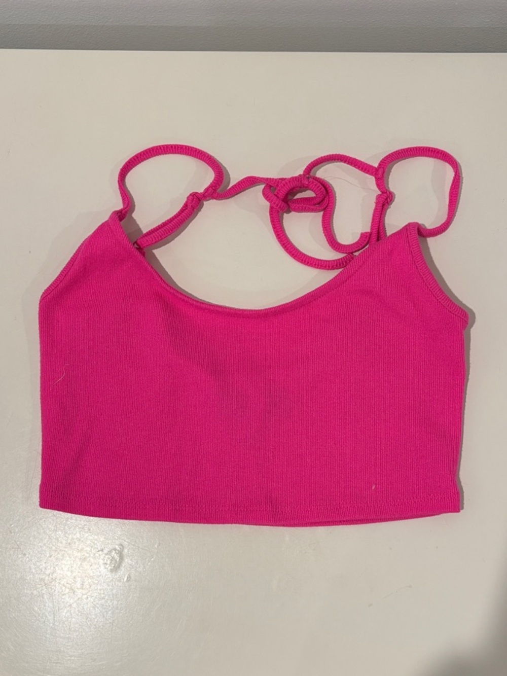 Urban Outfitters Hot Pink Ribbed Crop Cami with Double Straps